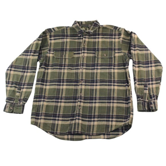 Field and Stream Mens XXLT Tall Green Plaid Flannel Button Down Shirt Outdoors - Picture 1 of 11
